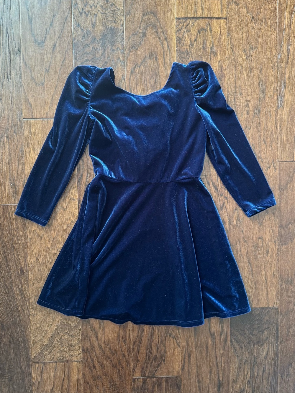 Girls' Velvet Party Dress in Navy 6